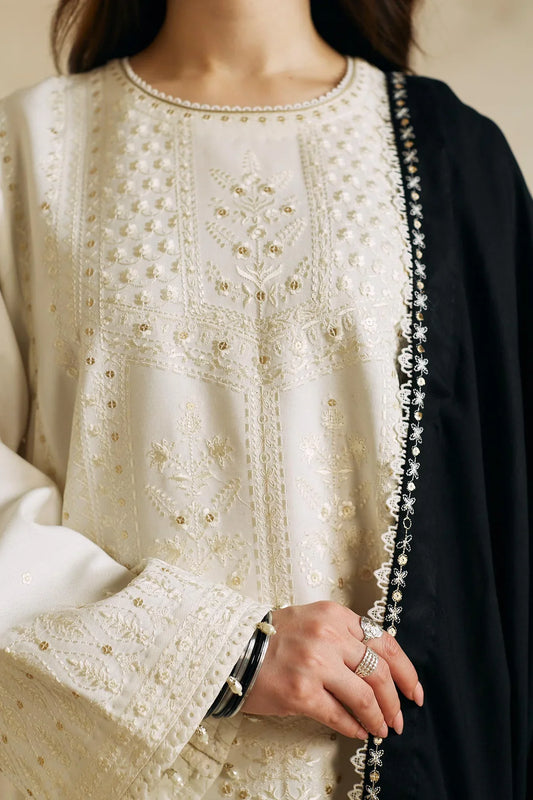 COCO BY ZARASHAHJAHAN - 3PC DHANAK SHIRT WITH SLUB DHANAK PRINT SHAWL-W.J-1160