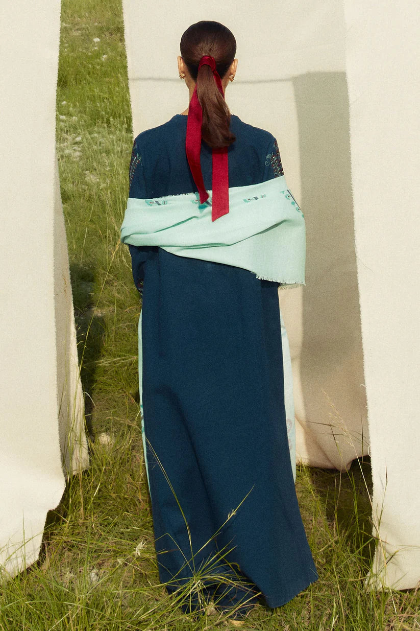 ZARA SHAHJAHAN- 3PC KHADDAR EMBROIDERED SHIRT WITH COURTAI WOOL PRINT SHAWL AND TROUSER-W.J-1784