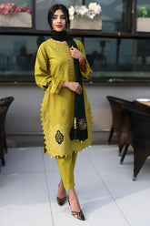 WearJora-3PC KHADDAR CUTWORK EMBROIDERED SHIRT WITH KASHMIRI JACQUARD WOOL SHAWL-W.J-1551