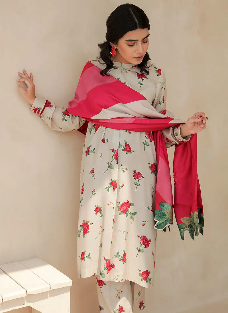 BAROUQE-3PC KARANDI PRINTED SHIRT WITH KARANDI PRINTED DUPATTA AND TROUSER-W.J-1262
