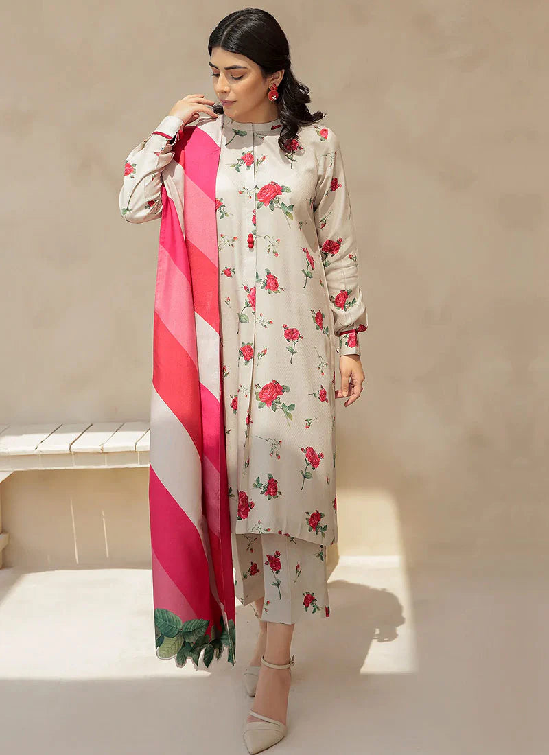 BAROUQE-3PC KARANDI PRINTED SHIRT WITH KARANDI PRINTED DUPATTA AND TROUSER-W.J-1262