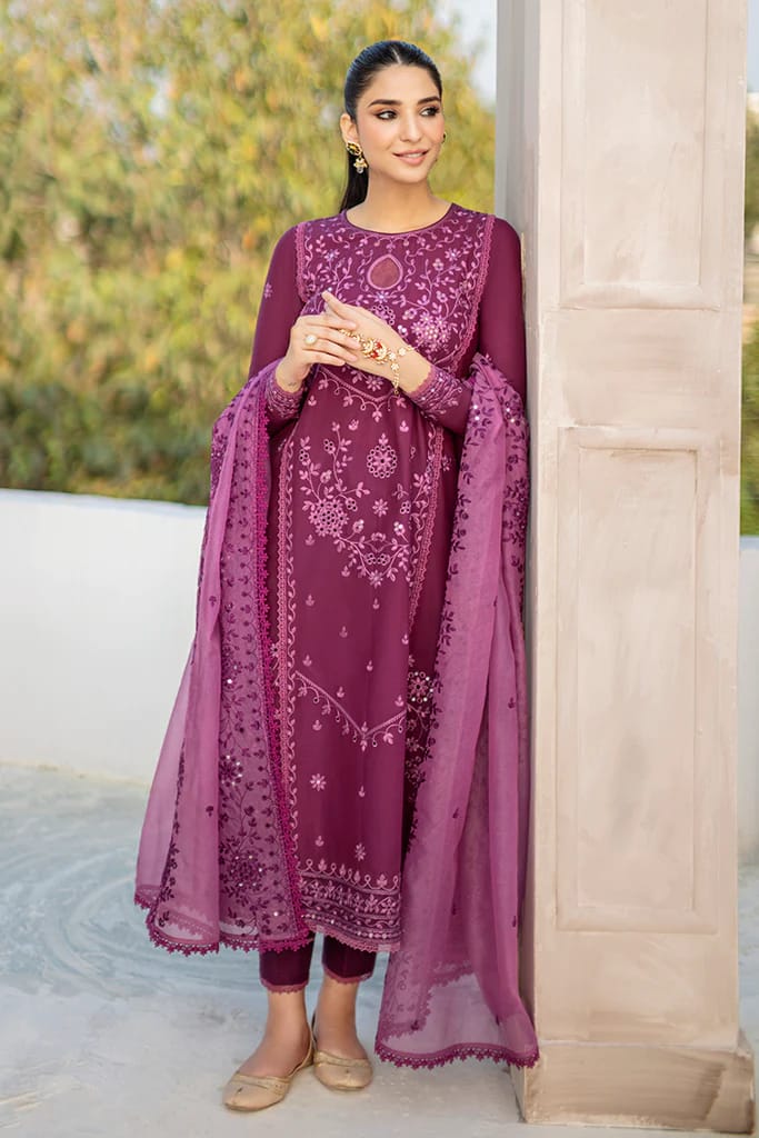 ASIM JOFA- 3PC LAWN HEAVY EMBROIDERED SHIRT WITH ORGANZA HEAVY EMBROIDERED DUPATTA_W.J-1458