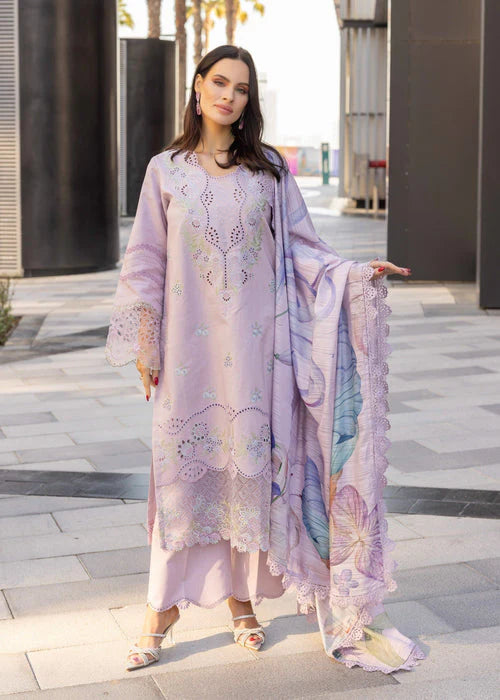 RANG RASIYA-3PC LAWN EMBROIDERED SHIRT WITH MONARK PRINT DUPATTA AND TROUSER-W.J-1656