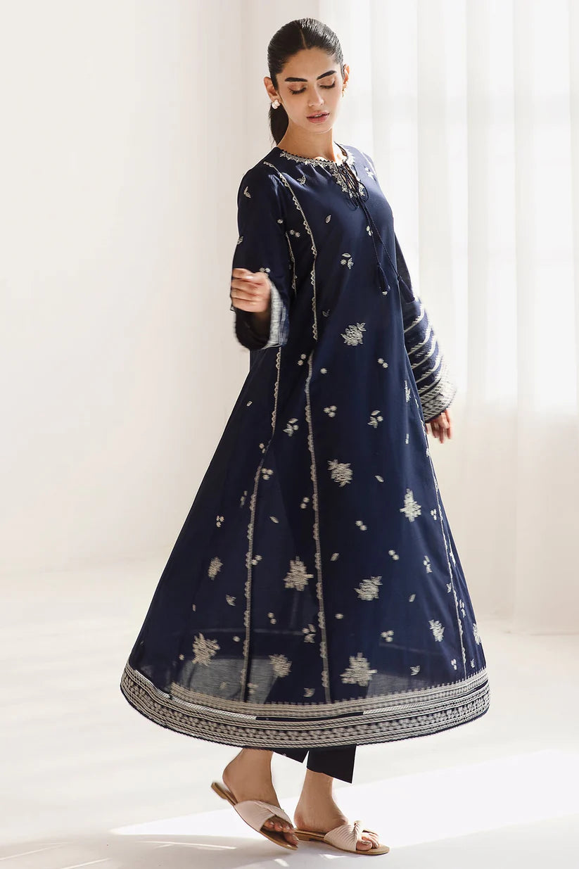 JAZMIN-3PC DHANAK SEQUENCE EMBROIDERED SHIRT WITH COUTRAI PRINTED SHAWL & DHANAK TOUSER-W.J-1831