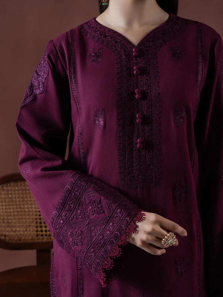 ASIM JOFA-3PC DHANAK EMBROIDERED SHIRT WITH COURTRAI PRINTED SHAWL & TOUSER-W.J-2019