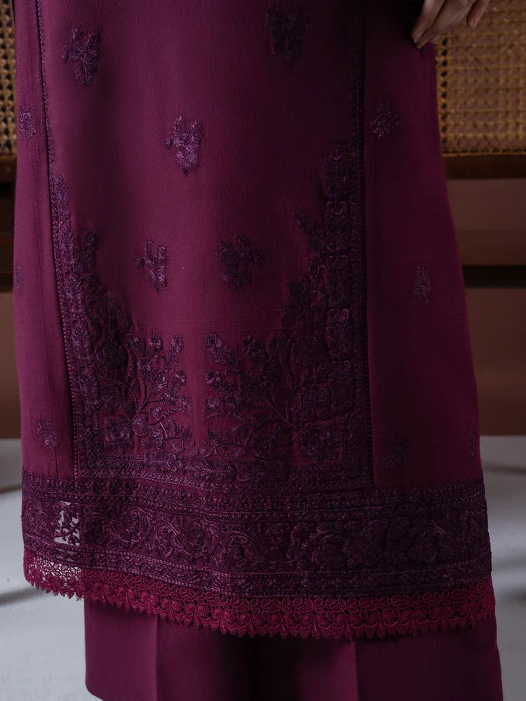 ASIM JOFA-3PC DHANAK EMBROIDERED SHIRT WITH COURTRAI PRINTED SHAWL & TOUSER-W.J-2019