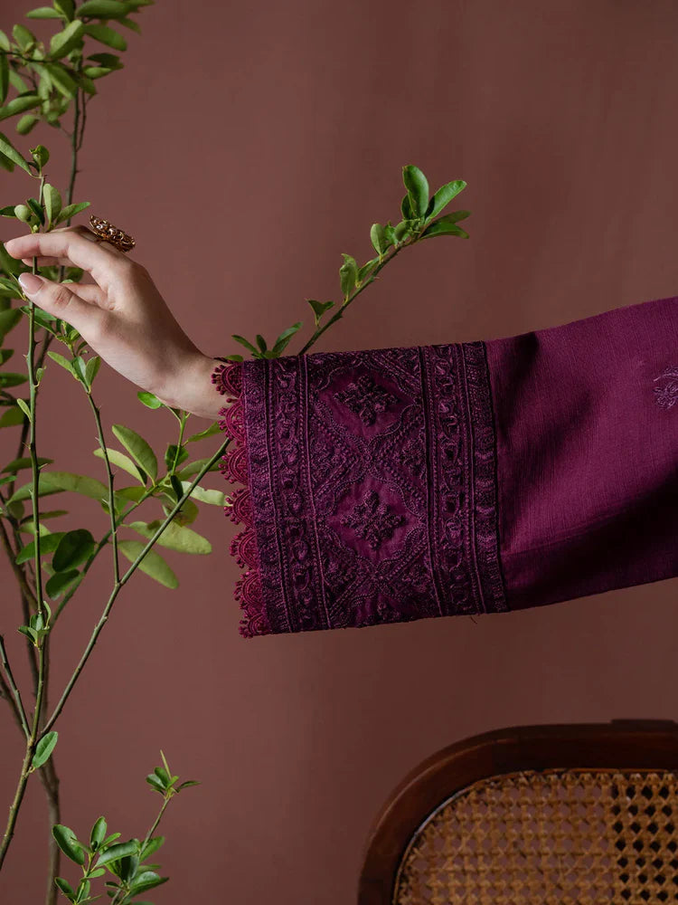 ASIM JOFA-3PC DHANAK EMBROIDERED SHIRT WITH COURTRAI PRINTED SHAWL & TOUSER-W.J-2019