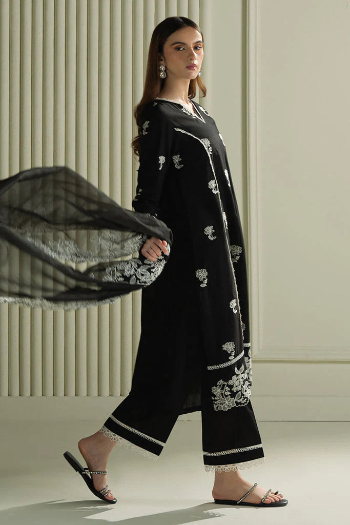 CROSS STITCH-3PC LAWN EMBROIDERED SHIRT WITH KHAADI NET EMBROIDRERD DUPATTA & TROUSER-W.J-1739