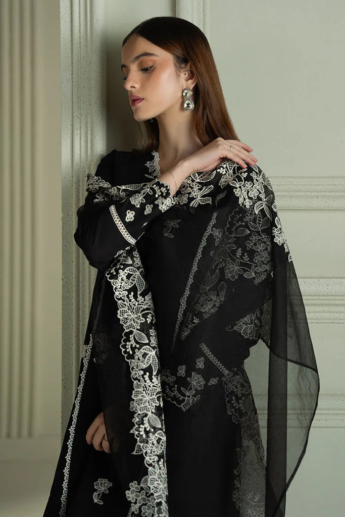 CROSS STITCH-3PC LAWN EMBROIDERED SHIRT WITH KHAADI NET EMBROIDRERD DUPATTA & TROUSER-W.J-1739
