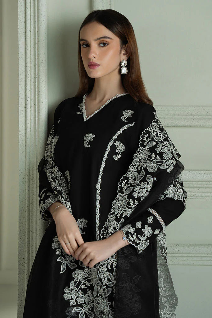 CROSS STITCH-3PC LAWN EMBROIDERED SHIRT WITH KHAADI NET EMBROIDRERD DUPATTA & TROUSER-W.J-1739