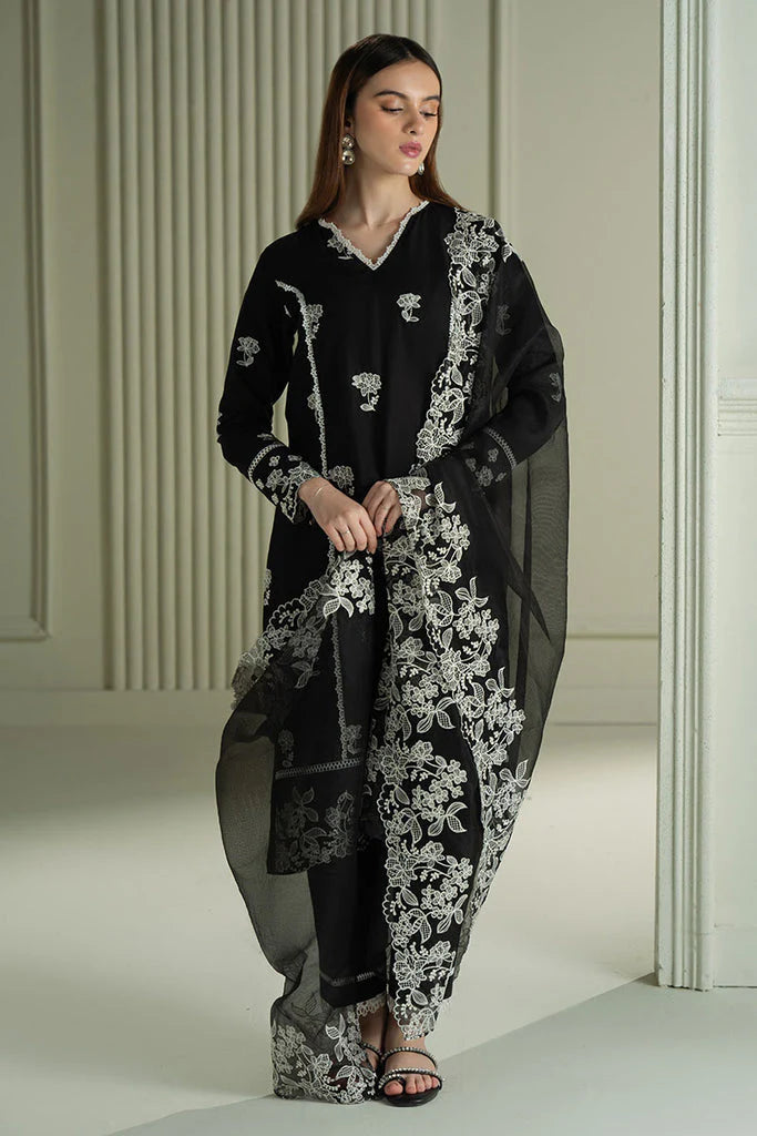 CROSS STITCH-3PC LAWN EMBROIDERED SHIRT WITH KHAADI NET EMBROIDRERD DUPATTA & TROUSER-W.J-1739