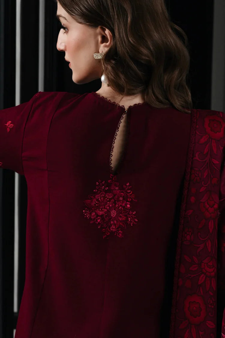 BATIK-3PC DHANAK EMBROIDERED SHIRT WITH COURTRAI PRINTED SHAWL & TROUSER-W.J-2058