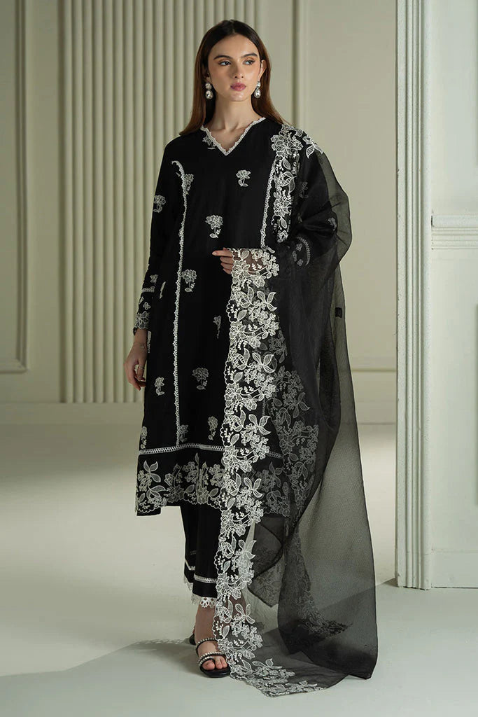 CROSS STITCH-3PC LAWN EMBROIDERED SHIRT WITH KHAADI NET EMBROIDRERD DUPATTA & TROUSER-W.J-1739