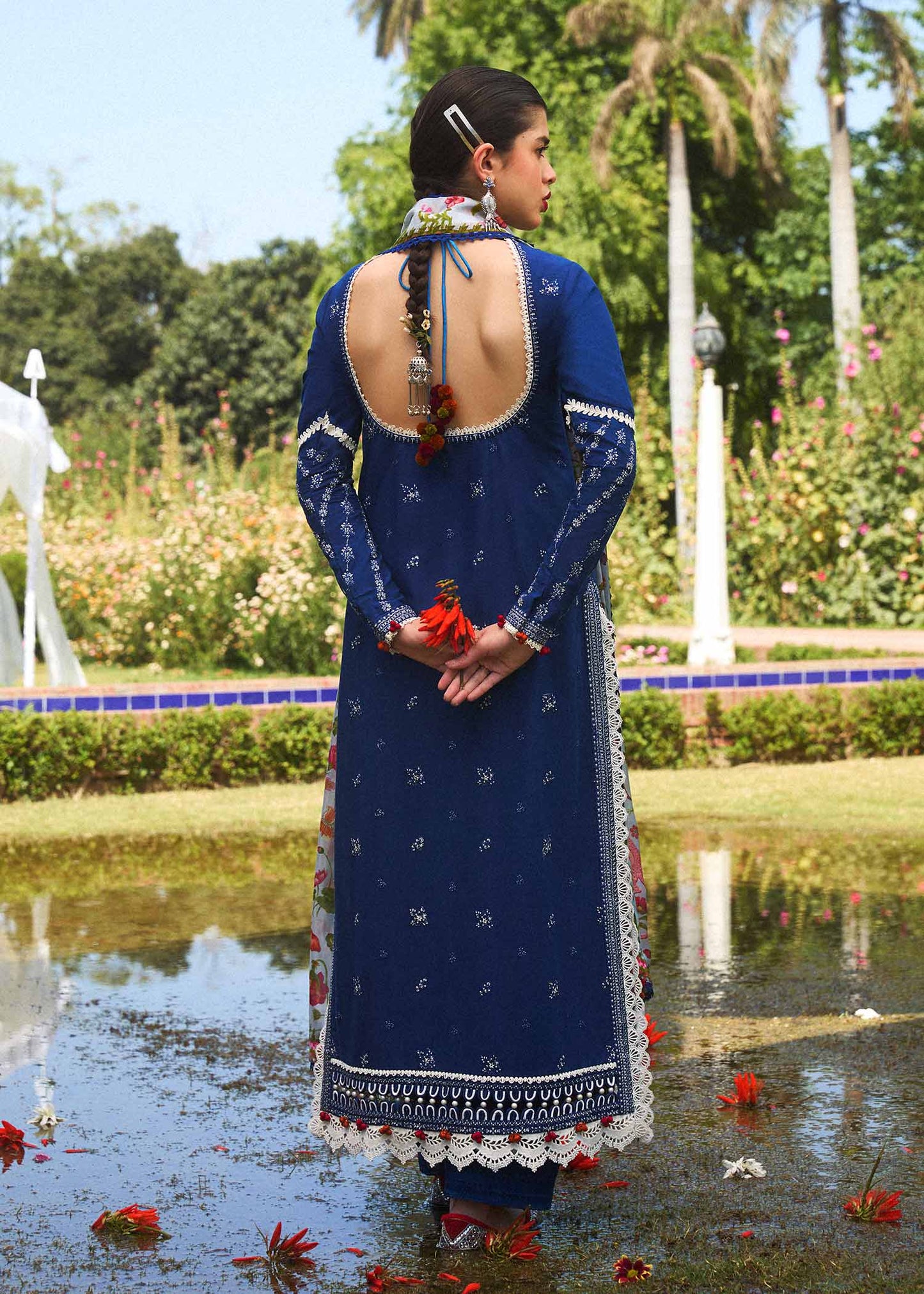 AYAN SAFFANA-3PC VISCOUS EMBROIDRED SHIRT WITH COUTURE PRINT SHAWL AND TROUSER-W.J-1252