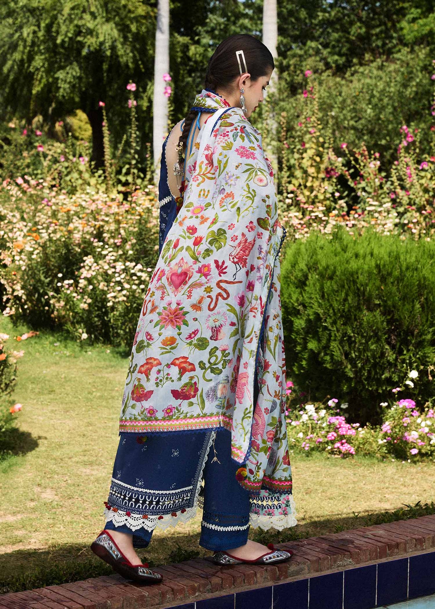 AYAN SAFFANA-3PC VISCOUS EMBROIDRED SHIRT WITH COUTURE PRINT SHAWL AND TROUSER-W.J-1252