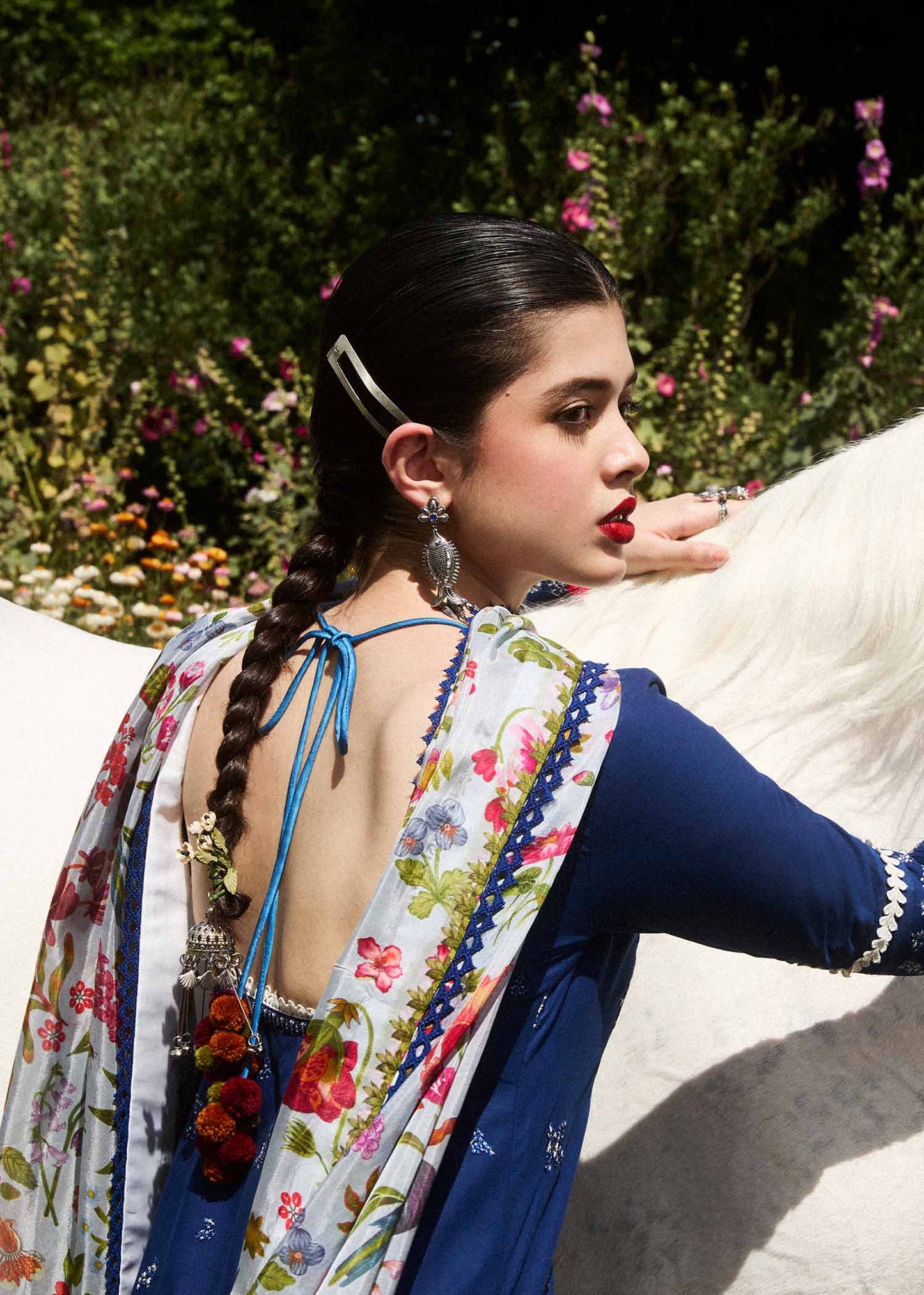AYAN SAFFANA-3PC VISCOUS EMBROIDRED SHIRT WITH COUTURE PRINT SHAWL AND TROUSER-W.J-1252
