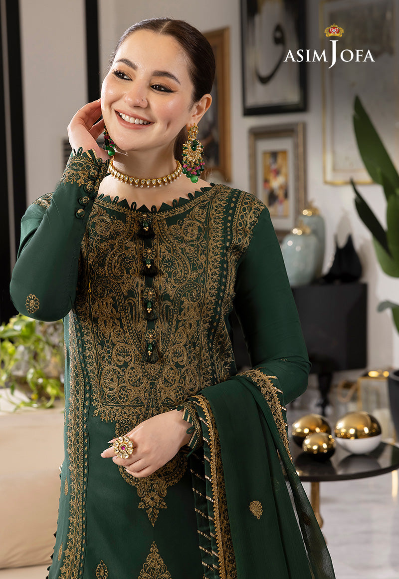 ASIM JOFA-3PC DHANAK SEQUIN EMBROIDRED SHIRT WITH CHIFFON EMBROIDRED DUPATTA AND TROUSER-W.J-1031
