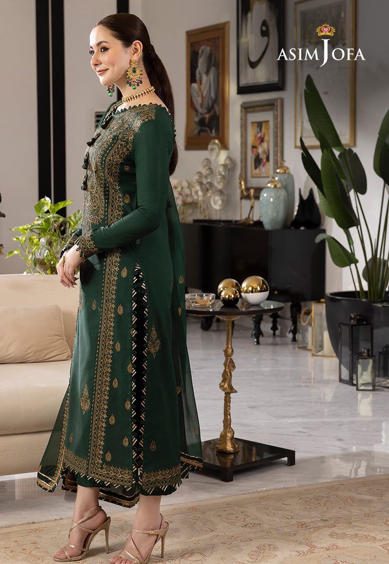 ASIM JOFA-3PC DHANAK SEQUIN EMBROIDRED SHIRT WITH CHIFFON EMBROIDRED DUPATTA AND TROUSER-W.J-1031