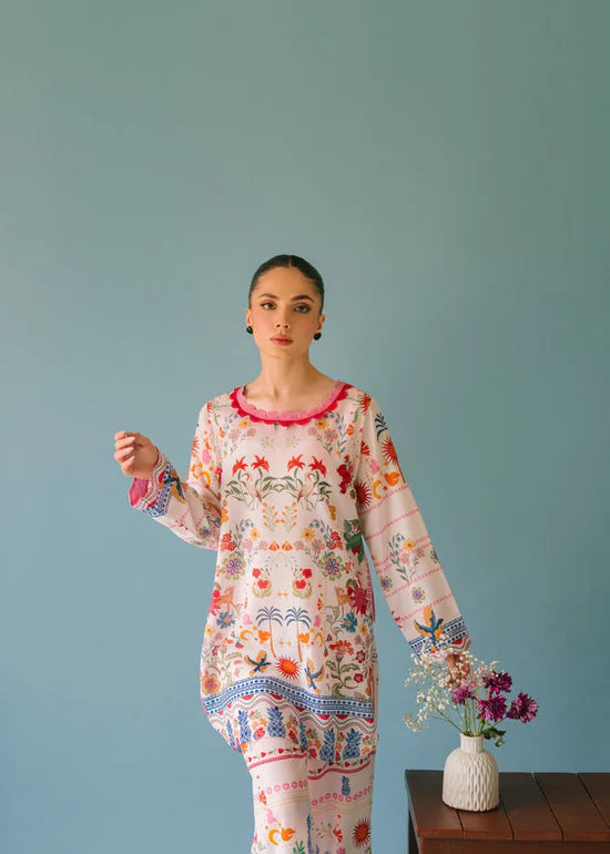 BRANDSINN-2PC SHAMOZE SILK PRINTED SHIRT & SHAMOZE SILK PRINTED TROUSER-W.J-1985
