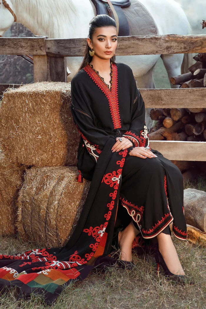 MARIA B -3PC KHADDAR HEAVY EMBROIDERED SHIRT WITH WOOL PRINT SHAWL AND TROUSER -W.J-1787