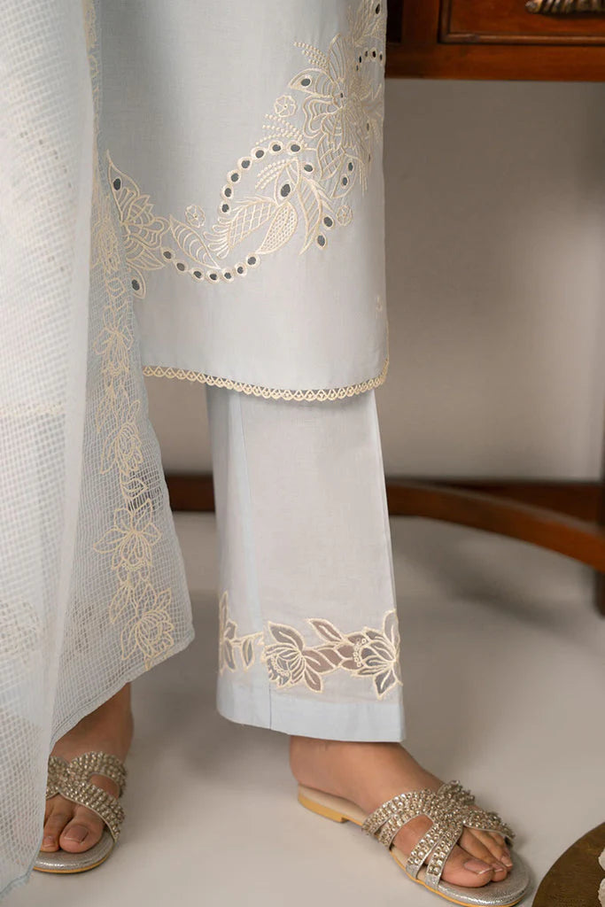 CROSS STITCH-3PC LAWN EMBROIDERED SHIRT WITH KHAADI NET EMBROIDRERD DUPATTA & TROUSER-W.J-1740