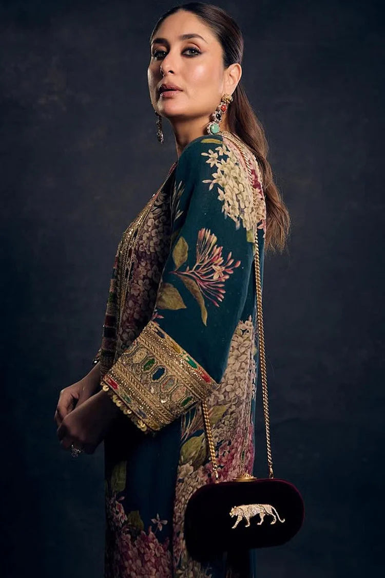 MARIA.B-2PC SHAMOZE SILK PRINTED EMBROIDERED SHIRT & PRINTED EMB SLEEVES-W.J-2027