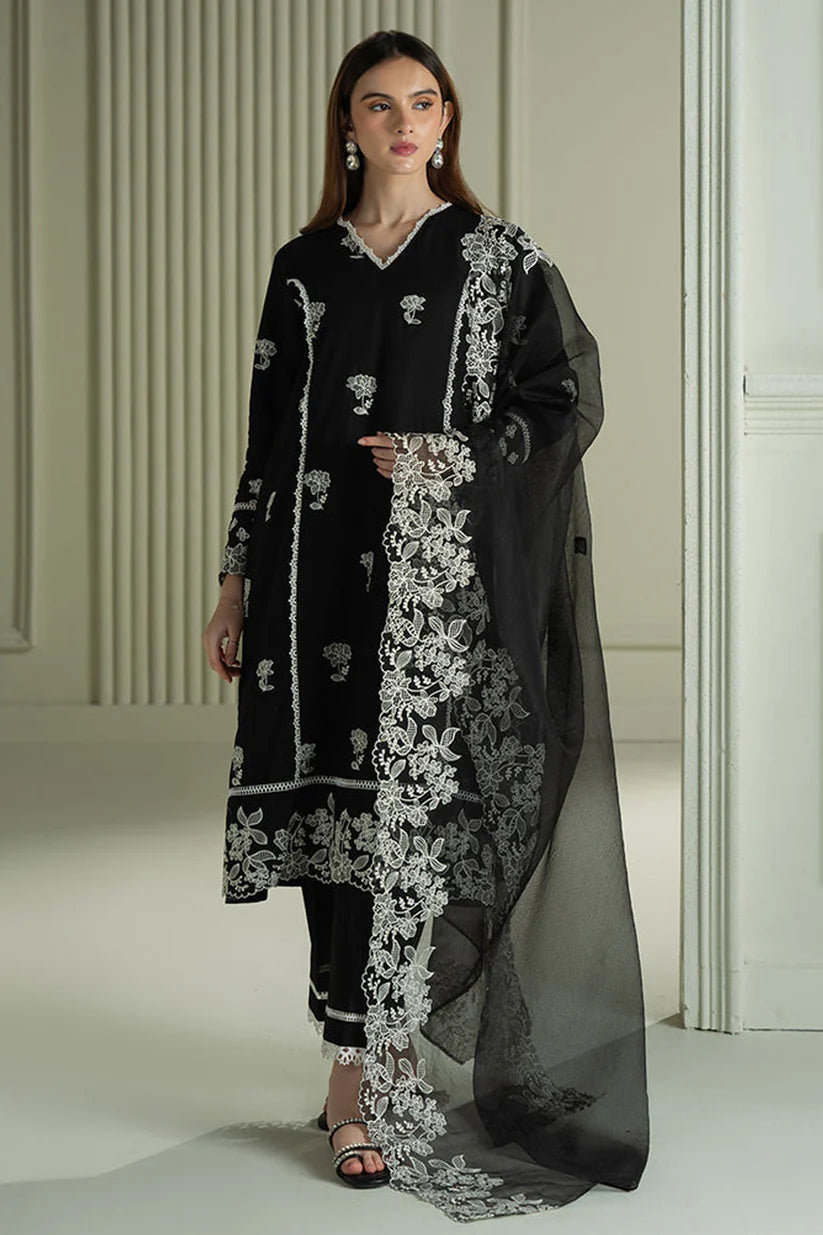 CROSS STITCH-3PC LAWN EMBROIDERED SHIRT WITH KHAADI NET EMBROIDRERD DUPATTA & TROUSER-W.J-1739
