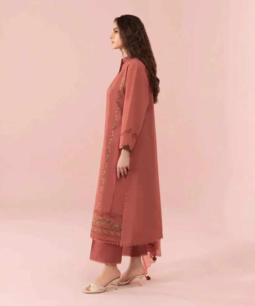 SAPPHIRE-3PC DHANAK EMBROIDERED SHIRT WITH BAMBER CHIFFON EMBROIDERED DUPATTA_W.J-1894
