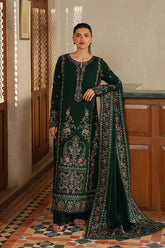 AFROZEH-3PC KARANDI EMBROIDERED SHIRT WITH KARANDI EMB SHAWL AND TROUSER-W.J-5195