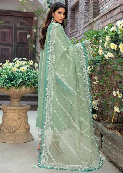 SAHEEFA- LAWN 3PC EMBROIDERED SHIRT WITH ORGANZA EMBROIDERED DUPATTA WITH TROUSER -W.J-1395