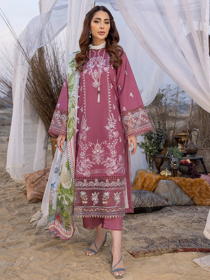 IZEL - 3PC DHANAK EMBROIDERED SHIRT WITH COUTURE SHAWAL AND TROUSER-W.J-1116
