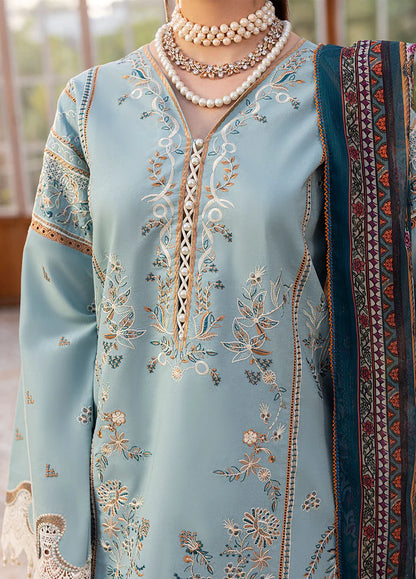SAPPHIRE-3PC DHANAK EMBROIDERED SHIRT WITH COURTRAI PRINTED SHAWL AND TROUSER-W.J-2016