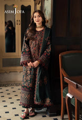 ASIM JOFA-3PC DHANAK EMBROIDERED SHIRT WITH DHANAK EMBROIDERED SHAWL AND TROUSER-W.J-5206