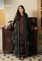 ASIM JOFA-3PC DHANAK EMBROIDERED SHIRT WITH DHANAK EMBROIDERED SHAWL AND TROUSER-W.J-5206