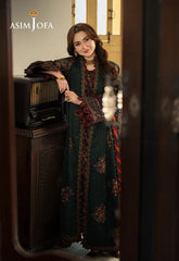 ASIM JOFA-3PC DHANAK EMBROIDERED SHIRT WITH DHANAK EMBROIDERED SHAWL AND TROUSER-W.J-5206