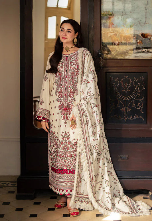 ASIM JOFA-3PC DHANAK SEQUENCE EMBROIDERED SHIRT WITH DHANAK EMBROIDERED SHAWL & DHANAK TOUSER-W.J-1795