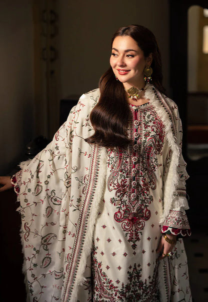 ASIM JOFA-3PC DHANAK SEQUENCE EMBROIDERED SHIRT WITH DHANAK EMBROIDERED SHAWL & DHANAK TOUSER-W.J-1795