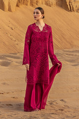 RANG RASIYA-3PC LAWN CHIKANKAARI EMBROIDERED SHIRT WITH KHADDI NET EMBROIDERED DUPATTA AND TROUSER-W.J-4647