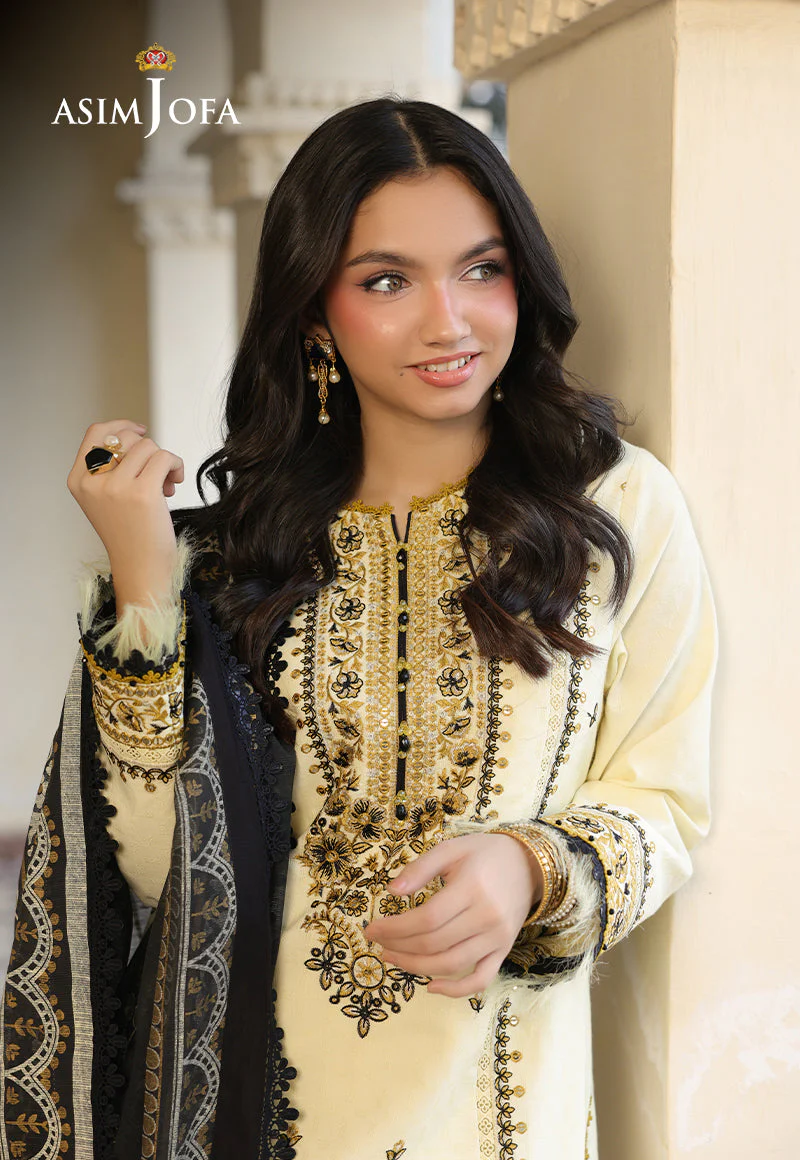 ASIM JOFA - 3PC LAWN EMBROIDERED SHIRT WITH MONARK PRINTED DUPATTA AND TROUSE -W.J-1771