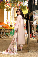 IZNIK-3PC DHANAK EMBROIDERED SHIRT WITH WOOL DIGITAL PRINT SHAWL AND TROUSER-W.J-5093