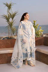 ANEELAS-3PC DHANAK EMBROIDERED SHIRT WITH ORGANZA EMBROIDERED DUPATTA AND TROUSER-W.J-5092