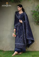 ASIM JOFA-3PC DHANAK EMBROIDERED SHIRT WITH DHANAK EMBROIDERED SHAWL AND EMB TROUSER-W.J-5183