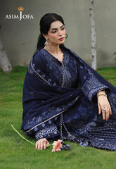 ASIM JOFA-3PC DHANAK EMBROIDERED SHIRT WITH DHANAK EMBROIDERED SHAWL AND EMB TROUSER-W.J-5183