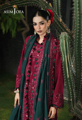 ASIM JOFA-3PC KARANDI EMBROIDERED SHIRT WITH KARANDI EMB SHAWL AND TROUSER-W.J-5235