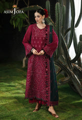 ASIM JOFA-3PC KARANDI EMBROIDERED SHIRT WITH KARANDI EMB SHAWL AND TROUSER-W.J-5235
