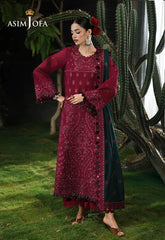 ASIM JOFA-3PC KARANDI EMBROIDERED SHIRT WITH KARANDI EMB SHAWL AND TROUSER-W.J-5235