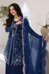 QALAMQAR-3PC DHANAK EMBROIDERED SHIRT WITH CHIFFON EMBROIDERED DUPATTA AND TROUSER-W.J-5109