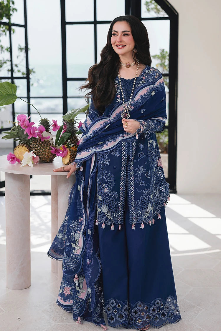 QALAMQAR-3PC DHANAK EMBROIDERED SHIRT WITH CHIFFON EMBROIDERED DUPATTA AND TROUSER-W.J-5109