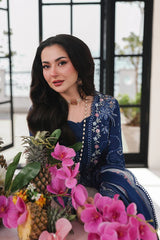 QALAMQAR-3PC DHANAK EMBROIDERED SHIRT WITH CHIFFON EMBROIDERED DUPATTA AND TROUSER-W.J-5109