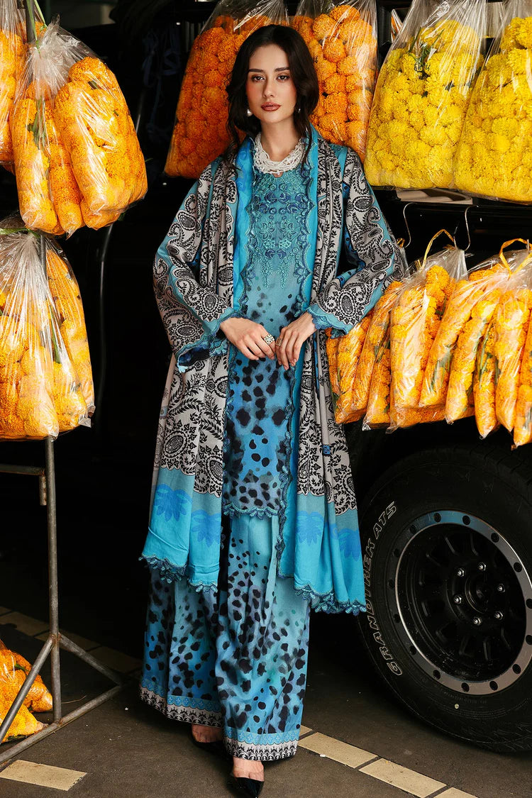 CHARIZMA-3PC KHADDAR PRINTED EMB SHIRT WITH KHADDAR PRINTED DUPATTA AND PRINT TROUSER-W.J-2665